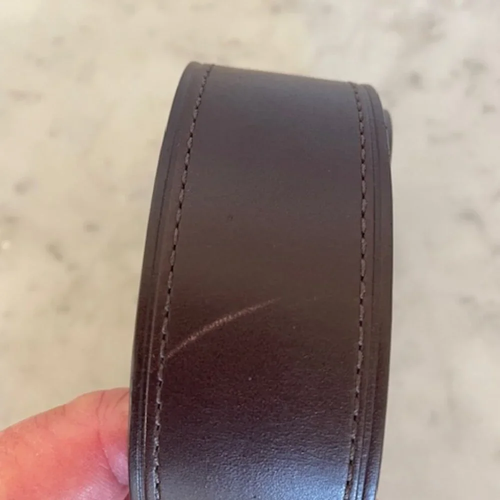 COACH Vintage Brown Leather Silver Tone Textured Buckle Men's Belt 38